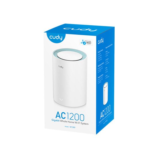 Cudy M1300 1-PACK système Wi-Fi maillé Bi-bande (2,4 GHz / 5 GHz) Wi-Fi 5 (802.11ac) Blanc Interne