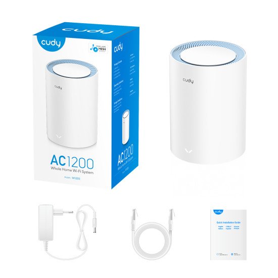 Cudy M1200 1-PACK système Wi-Fi maillé Bi-bande (2,4 GHz / 5 GHz) Wi-Fi 5 (802.11ac) Blanc Interne