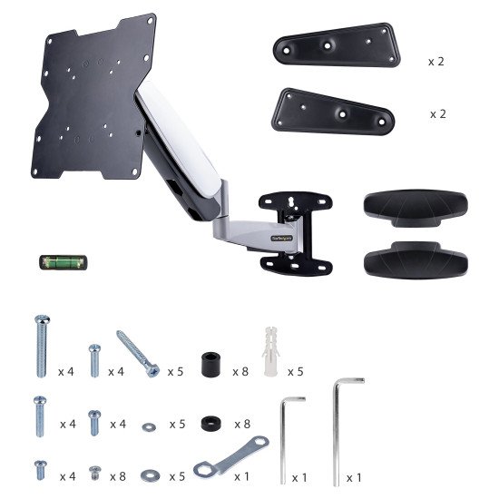 StarTech.com Support Mural TV VESA - Fixation Murale VESA Réglable pour Écrans 23-55" - Support Mural TV Mince Supportant 30kg - Bras Articulé TV 55 pouces - Support Mural TV Pivotant/Extensible/Basculant