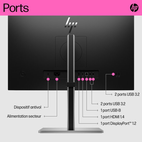 HP E24t G5 60,5 cm (23.8") 1920 x 1080 pixels Full HD LED Écran tactile Noir