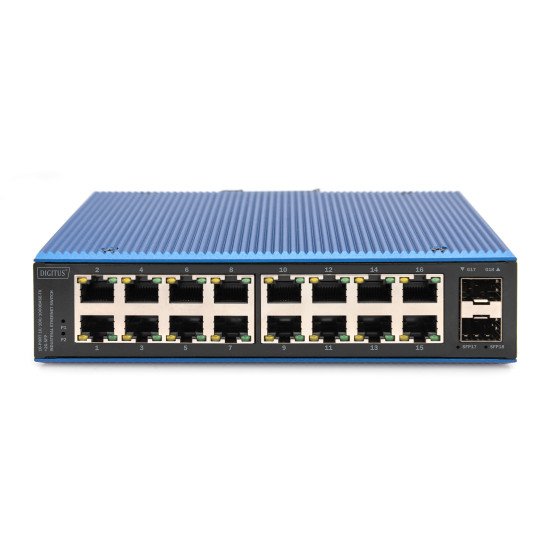 Digitus Commutateur industriel Ethernet 16 ports 10/100/1000BASE-TX + 2G SFP