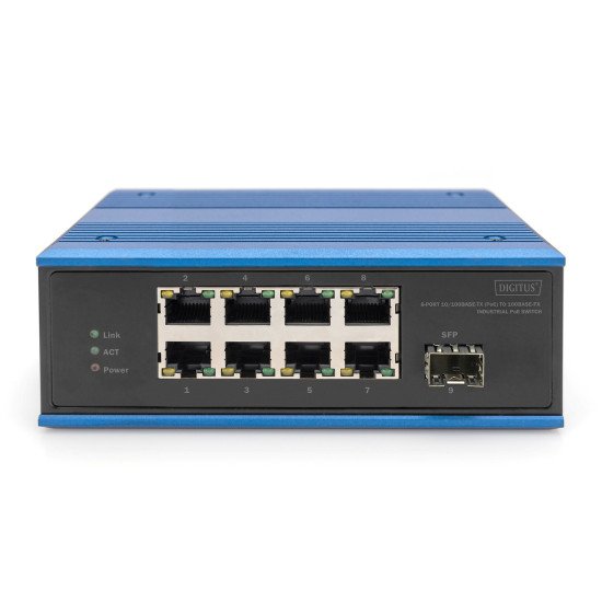 Digitus Commutateur industriel PoE 8 ports 10/100BASE-TX (PoE) + 1 port 100BASE-FX