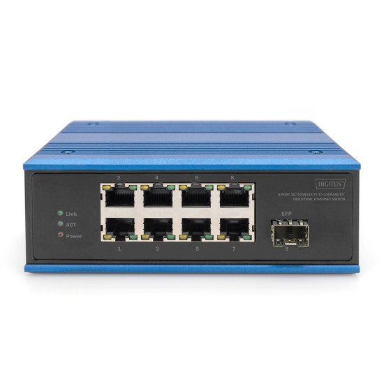 Digitus Commutateur industriel Ethernet 8 ports 10/100BASE-TX + 1 port 100BASE-FX