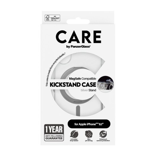 PanzerGlass CARE by PG SLV Kick/MagS iPhone16 6.1 coque de protection pour téléphones portables Housse Transparent