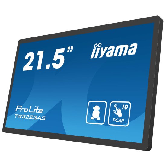 iiyama TW2223AS-B2 affichage de messages Écran plat interactif 54,6 cm (21.5") Wifi 400 cd/m² Full HD Noir Écran tactile Intégré dans le processeur Android 12 24/7