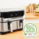 Tefal Dual Easy Fry & Grill EY905D Double 8,3 L Autonome 2700 W Friteuse d'air chaud Acier inoxydable