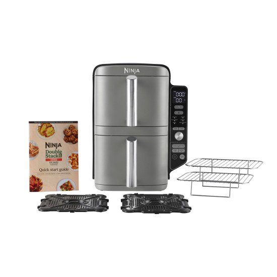 Ninja SL400EU friteuse Double 9,5 L 2470 W Friteuse d'air chaud Noir, Gris