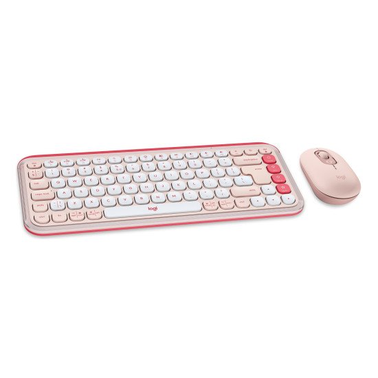 Logitech POP Icon Combo clavier Souris incluse Universel Bluetooth QWERTY US International Rose, Blanc