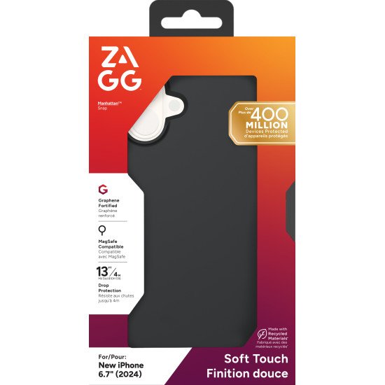 ZAGG Manhattan Snap coque de protection pour téléphones portables 17 cm (6.7") Housse Noir