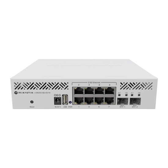 Mikrotik CRS310-8G+2S+IN: L3 Smart Switch Géré 2.5G Ethernet (100/1000/2500) Connexion Ethernet POE 1U Blanc