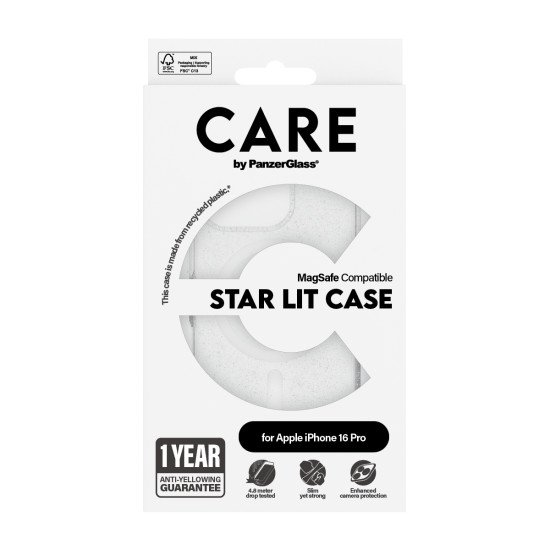 PanzerGlass CARE by PG White MagS iPhone16 6.3 Pro coque de protection pour téléphones portables Housse Transparent