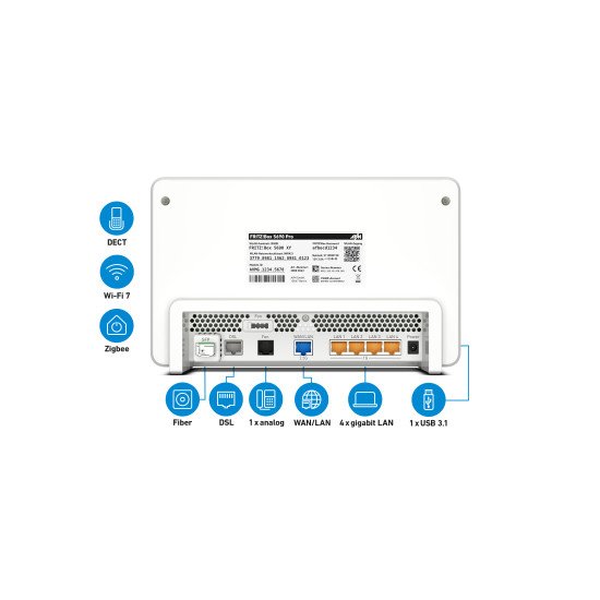 FRITZ!Box COMPUTER SYSTEMS routeur sans fil 2.5 Gigabit Ethernet Tri-bande (2,4 GHz / 5 GHz / 6 GHz) Blanc