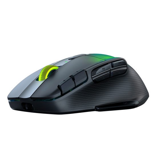 Turtle Beach Kone XP Air - Souris gaming RGB ergonomique, personnalisable et sans fil, Bluetooth, capteur optique 19 000 DPI, autonomie de batterie de 100 heures, station de charge, 29 entrées programmables, éclairage AIMO RGB, molette 4D Noir