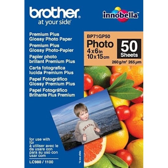 Brother BP71GP50 Premium Glossy Photo Paper papier photos Blanc