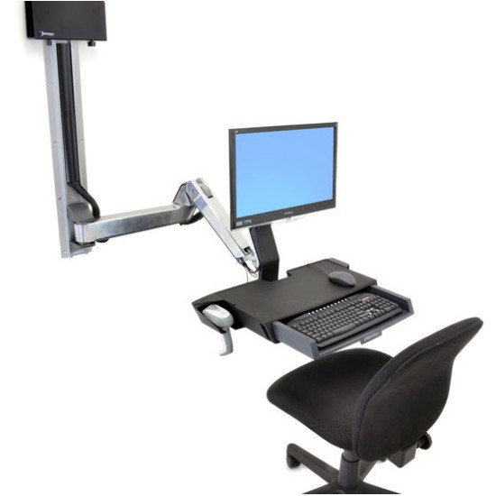 Ergotron StyleView Sit-Stand Combo System with Worksurface 61 cm (24") Aluminium