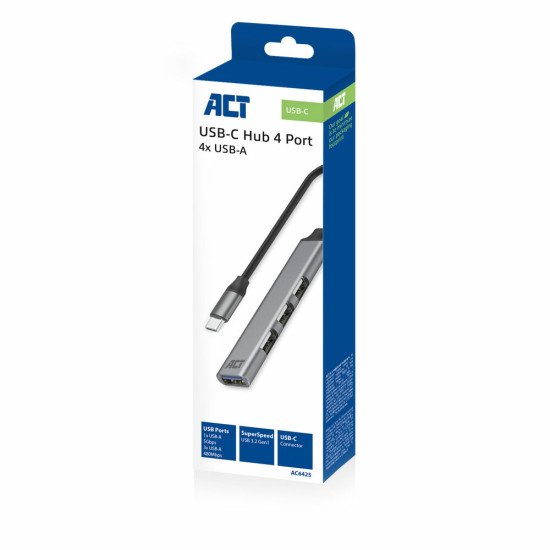 ACT AC6425 hub & concentrateur USB 3.2 Gen 1 (3.1 Gen 1) Type-C 5000 Mbit/s Gris