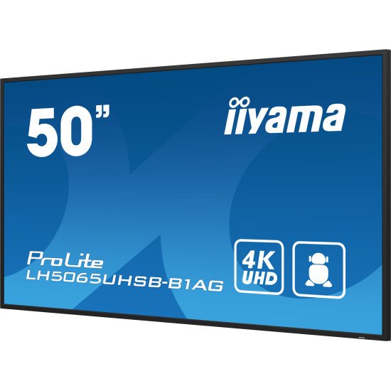 iiyama LH5065UHSB-B1AG affichage de messages Écran plat de signalisation numérique 125,7 cm (49.5") LCD Wifi 800 cd/m² 4K Ultra HD Noir Intégré dans le processeur Android 11 24/7