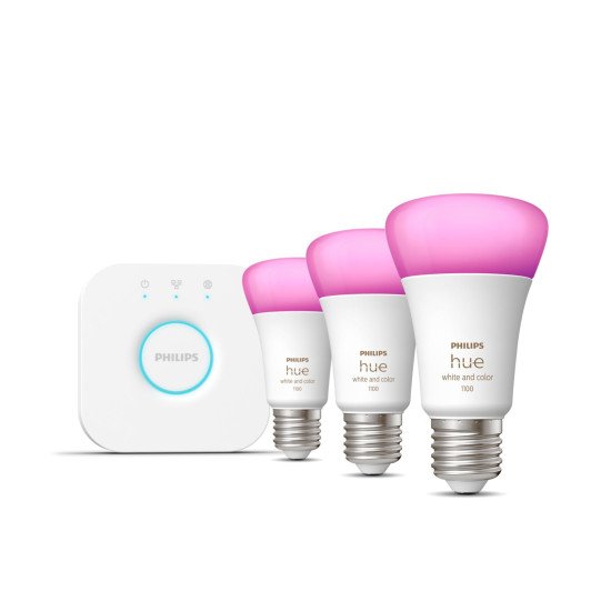 Philips Hue White and Color ambiance Kit de démarrage : 3 ampoules connectées E27 (1100)