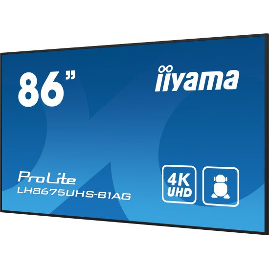 iiyama ProLite Écran plat de signalisation numérique 2,17 m (85.6") LCD Wifi 500 cd/m² 4K Ultra HD Noir Intégré dans le processeur Android 11 24/7