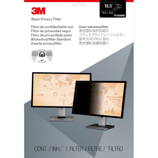 3M Filtre de confidentialité pour moniteur 18.5in , 16:9, PF185W9B