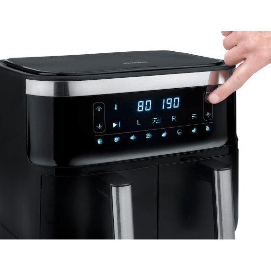 Severin FR 2453 Double 3,25 L Autonome 2850 W Friteuse d'air chaud Noir, Argent