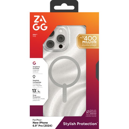 ZAGG Milan Snap coque de protection pour téléphones portables 17,5 cm (6.9") Housse Argent, Transparent