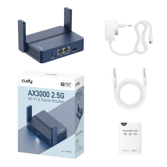 Cudy AX3000 routeur sans fil Gigabit Ethernet Bleu