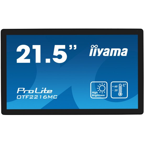 iiyama OTF2216MC-B1 affichage de messages Écran plat de signalisation numérique 55,9 cm (22") LCD 1100 cd/m² Full HD Noir Écran tactile