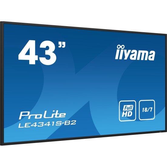 iiyama PROLITE LE4341S-B2 Écran plat de signalisation numérique 108 cm (42.5") LCD 350 cd/m² Full HD Noir 18/7