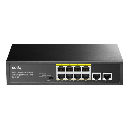 Cudy GS1010P commutateur réseau Gigabit Ethernet (10/100/1000) Connexion Ethernet POE Montage sur le bureau ou sur le mur Noir