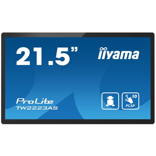 iiyama TW2223AS-B2 affichage de messages Écran plat interactif 54,6 cm (21.5") Wifi 400 cd/m² Full HD Noir Écran tactile Intégré dans le processeur Android 12 24/7