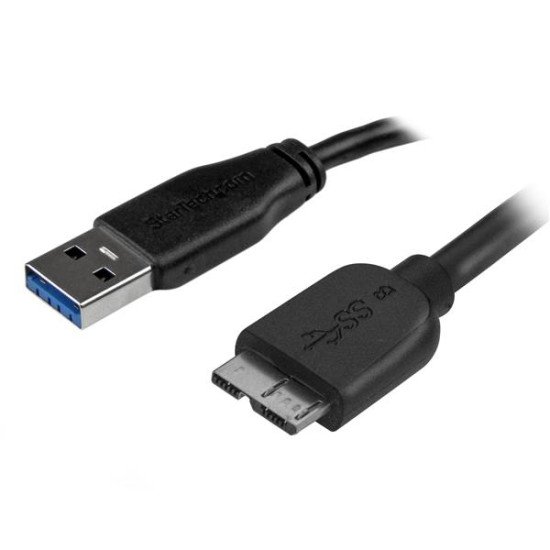 StarTech.com Câble SuperSpeed USB 3.0 slim A vers Micro B de 0,5 m - Mâle / Mâle - Noir