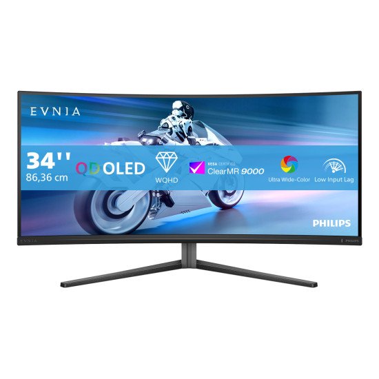 Philips Evnia 34M2C6500/00 écran PC 86,4 cm (34") 3440 x 1440 pixels Wide Quad HD QDOLED Gris