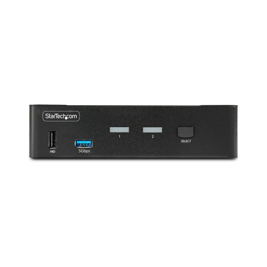 StarTech.com Switch KVM DisplayPort 2 Ports - 8K 60H/4K 144Hz, Écran Unique, DisplayPort 1.4, 2 Ports USB 3.0, 4x USB 2.0 HID, Commutateur KVM, Commutation par Bouton-Poussoir, Conforme TAA - Indépendant de l'OS