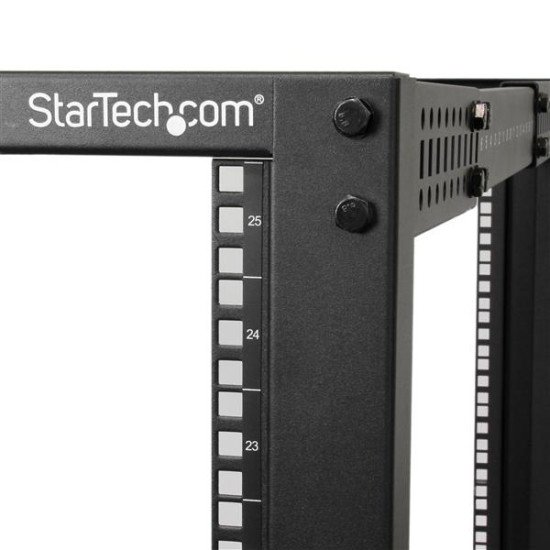 StarTech.com Rack de serveur réglable à cadre ouvert 25U 4 montants - Bâti rack avec roulettes et gestion de câbles