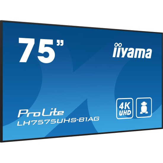 iiyama ProLite Écran plat de signalisation numérique 190,5 cm (75") LCD Wifi 500 cd/m² 4K Ultra HD Noir Intégré dans le processeur Android 11 24/7