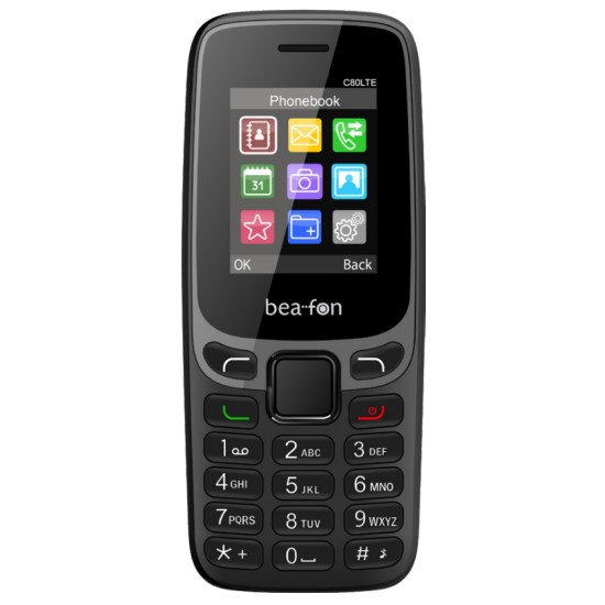 Beafon C80 LTE 4,5 cm (1.77") 67 g Noir, Gris Téléphone d'entrée de gamme