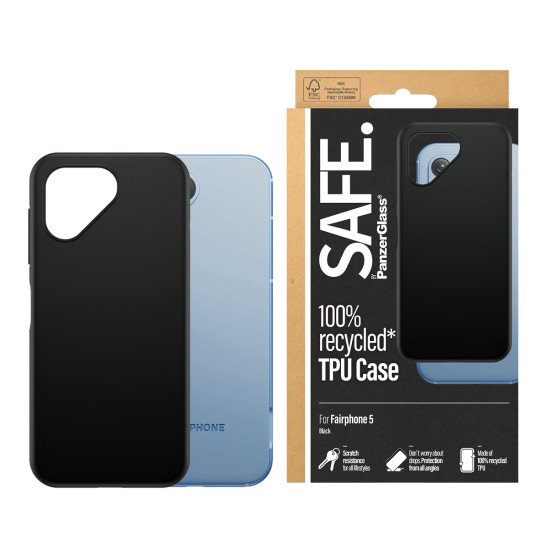 PanzerGlass SAFE by PG Fairphone 5 TPU Case Black coque de protection pour téléphones portables Housse Transparent