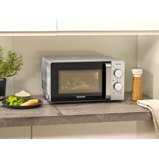 Severin MW 7780 micro-onde Comptoir Micro-ondes grill 17 L 700 W Noir, Argent