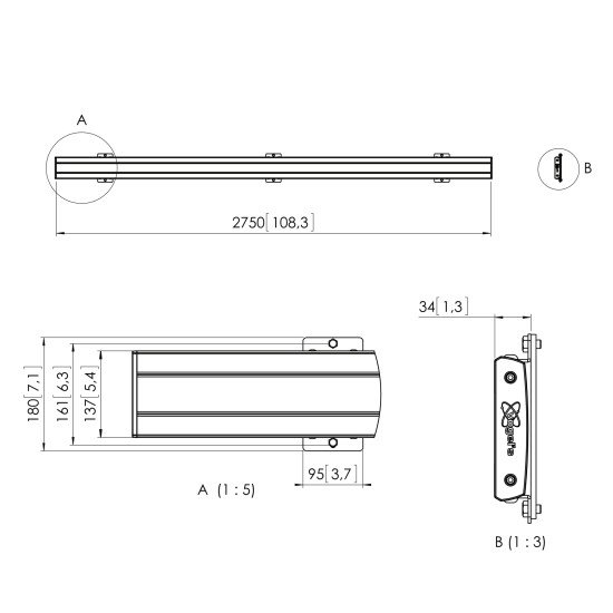 Vogel's PFB 3427 La plaque d'interface 2765 mm argent