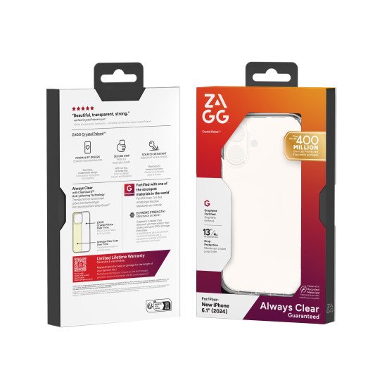 ZAGG Crystal Palace coque de protection pour téléphones portables 15,5 cm (6.1") Housse Transparent