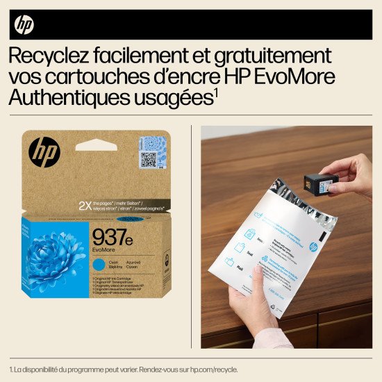 HP 937e Cartouche d'encre authentique Cyan EvoMore