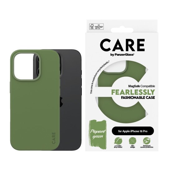 PanzerGlass CARE by PG Green MagS iPhone16 6.3 Pro coque de protection pour téléphones portables Housse Transparent