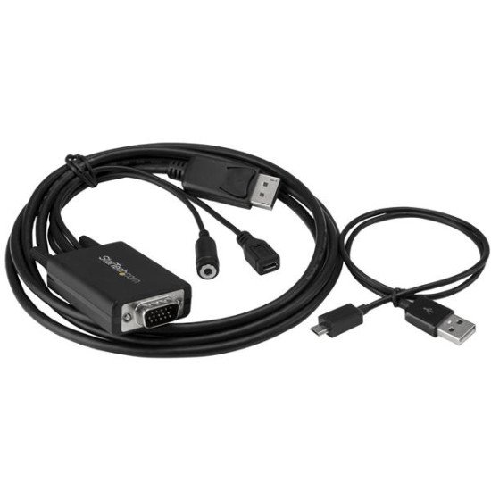 StarTech.com Câble adaptateur DisplayPort vers VGA de 2 m avec audio - M/M - 1920x1200 / 1080p