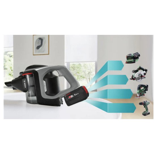 Bosch Serie 8 BSS825MULT aspirateur balai et balai électrique Aspirateur-balai 2 en 1 Batterie Sec HEPA Sans sac Gris 5 Ah