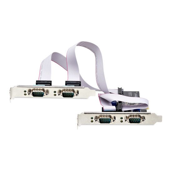 StarTech.com Carte Série PCI Express à 4 Ports - Adaptateur/Carte PCIe à 4 Ports vers RS232/RS422/RS485 (DB9), Support Bas-Profil Inclus, UART 16C1050, Windows/Linux, Conformité TAA - Protection ESD de niveau 4