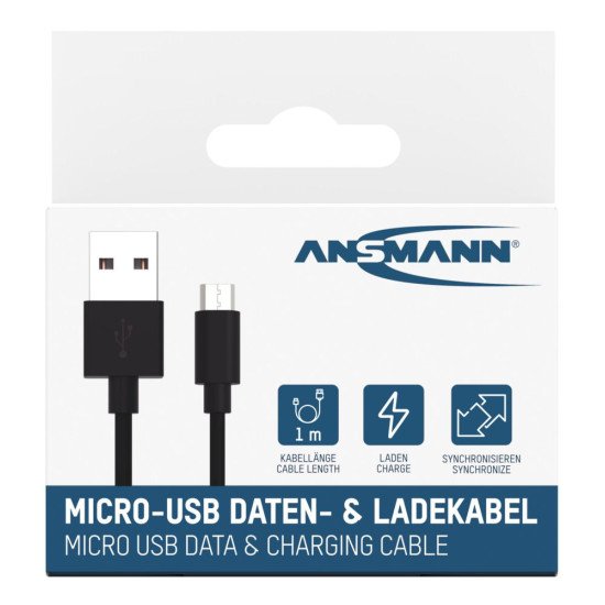 Ansmann 1700-0129 câble USB 1 m USB A Micro-USB B Noir