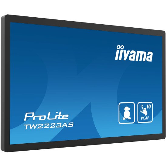 iiyama TW2223AS-B2 affichage de messages Écran plat interactif 54,6 cm (21.5") Wifi 400 cd/m² Full HD Noir Écran tactile Intégré dans le processeur Android 12 24/7