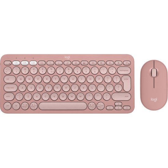 Logitech Pebble 2 Combo clavier Souris incluse RF sans fil + Bluetooth QWERTY US International Rose