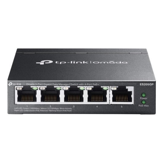 TP-Link Omada ES205G Géré Gigabit Ethernet (10/100/1000) Connexion Ethernet POE Noir